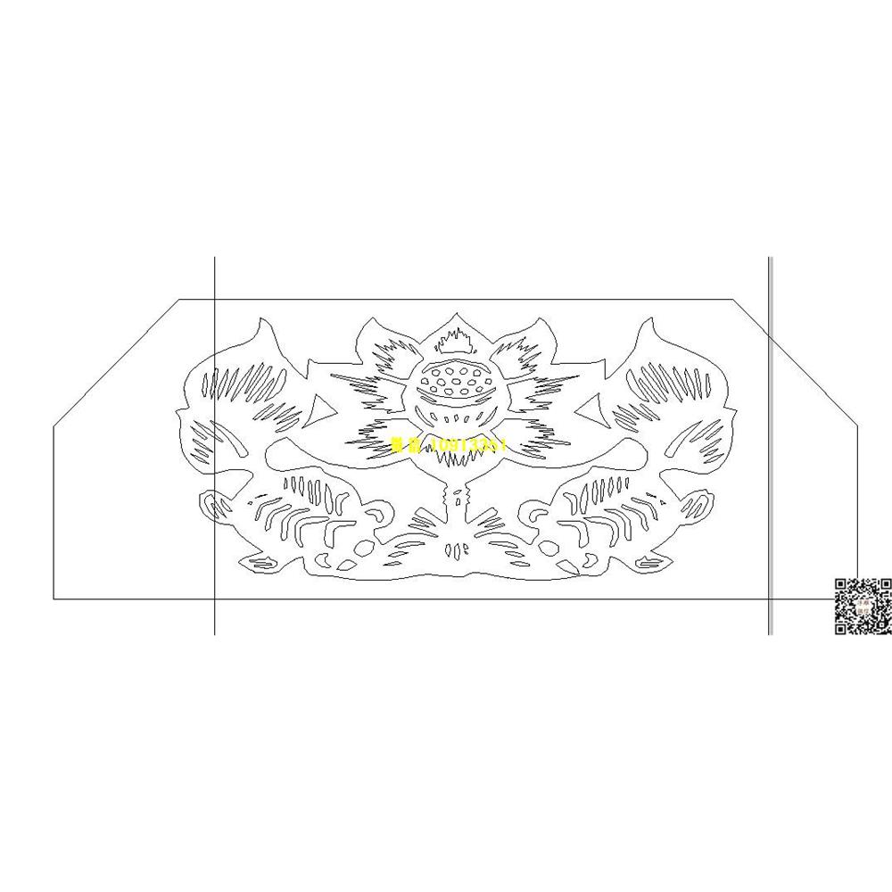 精雕图6鱼荷花碑头线雕图线条图单线铣底图_电脑雕刻plt文泰矢量图精雕图浮雕图